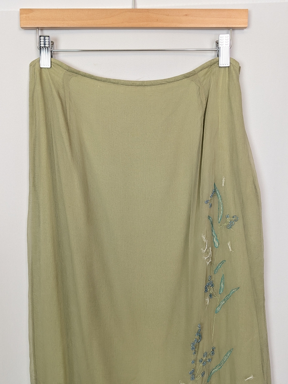 Vintage Free People Sage Embroidered Maxi Skirt - Picture 3 of 9